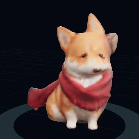 a corgi wearing a red scarf, side