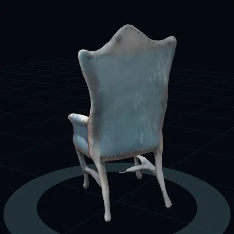 a blue chair that's mystical and full, front