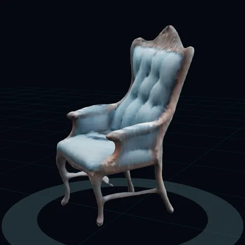 a blue chair that's mystical and full, side